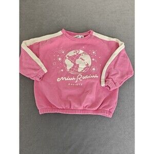 Mini Rodini Girls Sweatshirt 5-7 Years Pink Graphic Organic Cotton Pullover